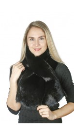 Black mink fur scarf, large